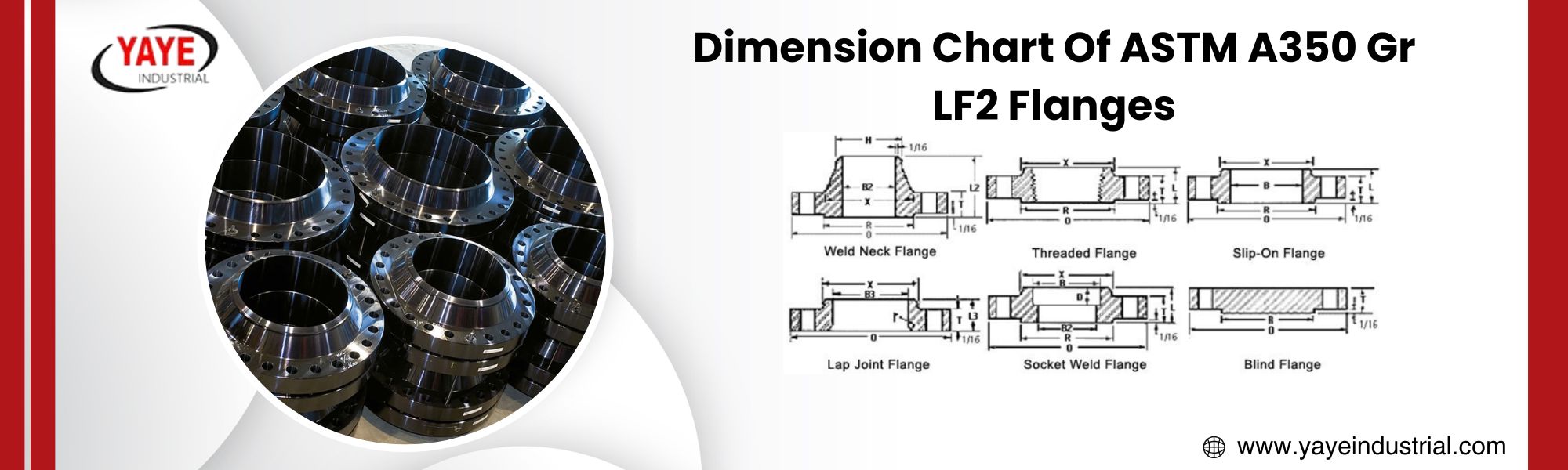 Dimension Chart Of ASTM A350 Gr LF2 Flanges